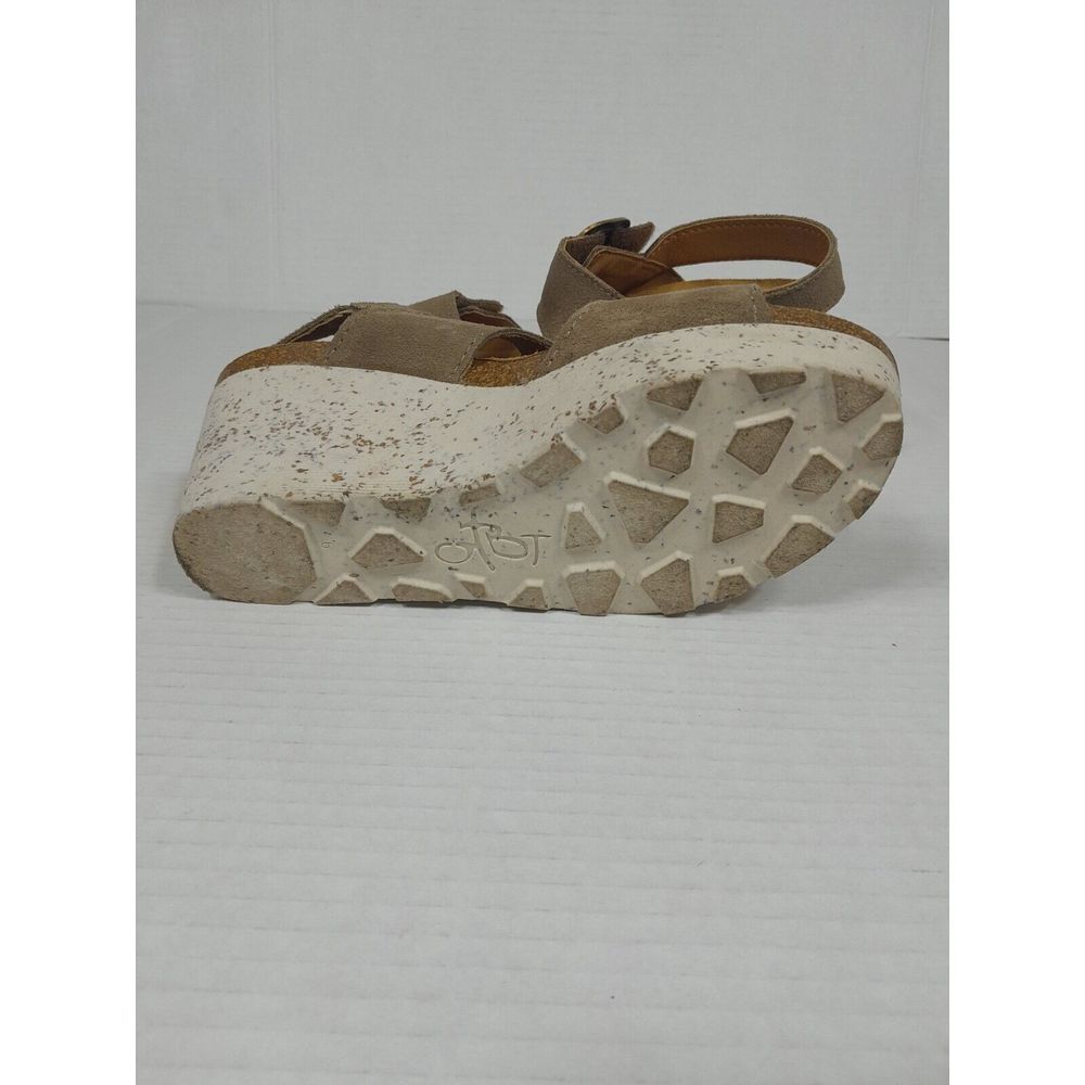 Otbt Platform Sandals Beige Suede Peasant Wedge Shoe Sandal Women Sz 6 Greige - Picture 11 of 14